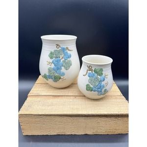 Metlox Poppytrail SCULPTURED GRAPE Coffee Canister Set Of Two without Lid Vase